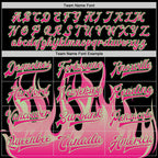 Custom Black Hot Pink Pea Green-White Flame 3D Pattern Design Bomber Full-Snap Varsity Letterman Jacket
