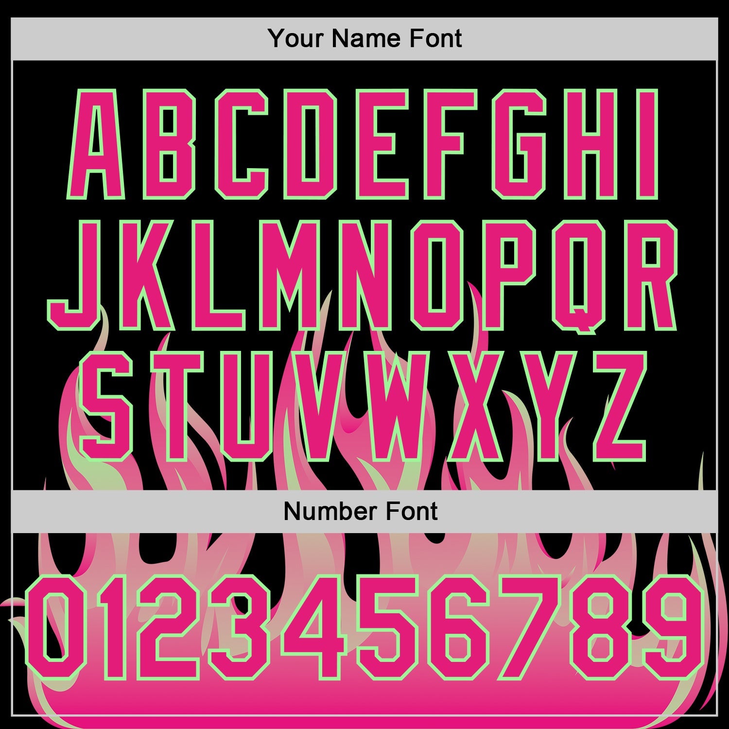 Custom Black Hot Pink Pea Green-White Flame 3D Pattern Design Bomber Full-Snap Varsity Letterman Jacket