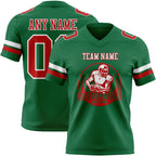 Custom Kelly Green Red-White Authentic Football Jersey