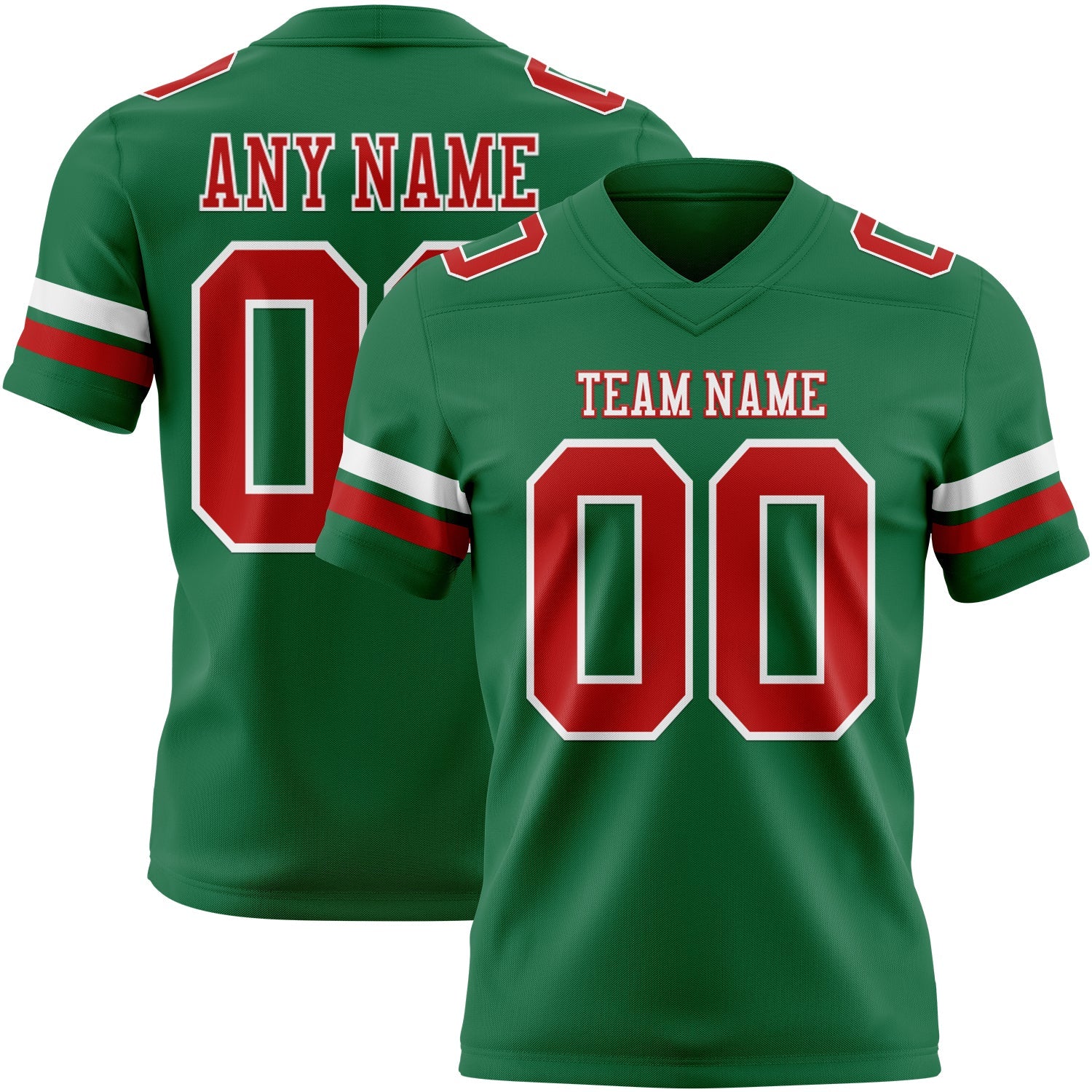 Custom Kelly Green Red-White Authentic Football Jersey
