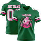 Custom Kelly Green White-Pink Authentic Football Jersey