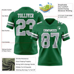 Custom Kelly Green Gray-White Authentic Football Jersey