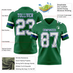 Custom Kelly Green White-Royal Authentic Football Jersey