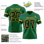 Custom Kelly Green Black-Gold Authentic Football Jersey