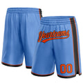 Custom Light Blue Orange-Black Authentic Basketball Shorts