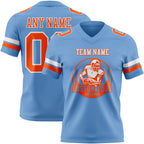 Custom Light Blue Orange-White Authentic Football Jersey