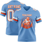 Custom Light Blue White-Orange Authentic Football Jersey