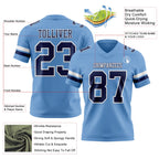 Custom Light Blue Navy-White Authentic Football Jersey