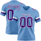 Custom Light Blue Purple-White Authentic Football Jersey