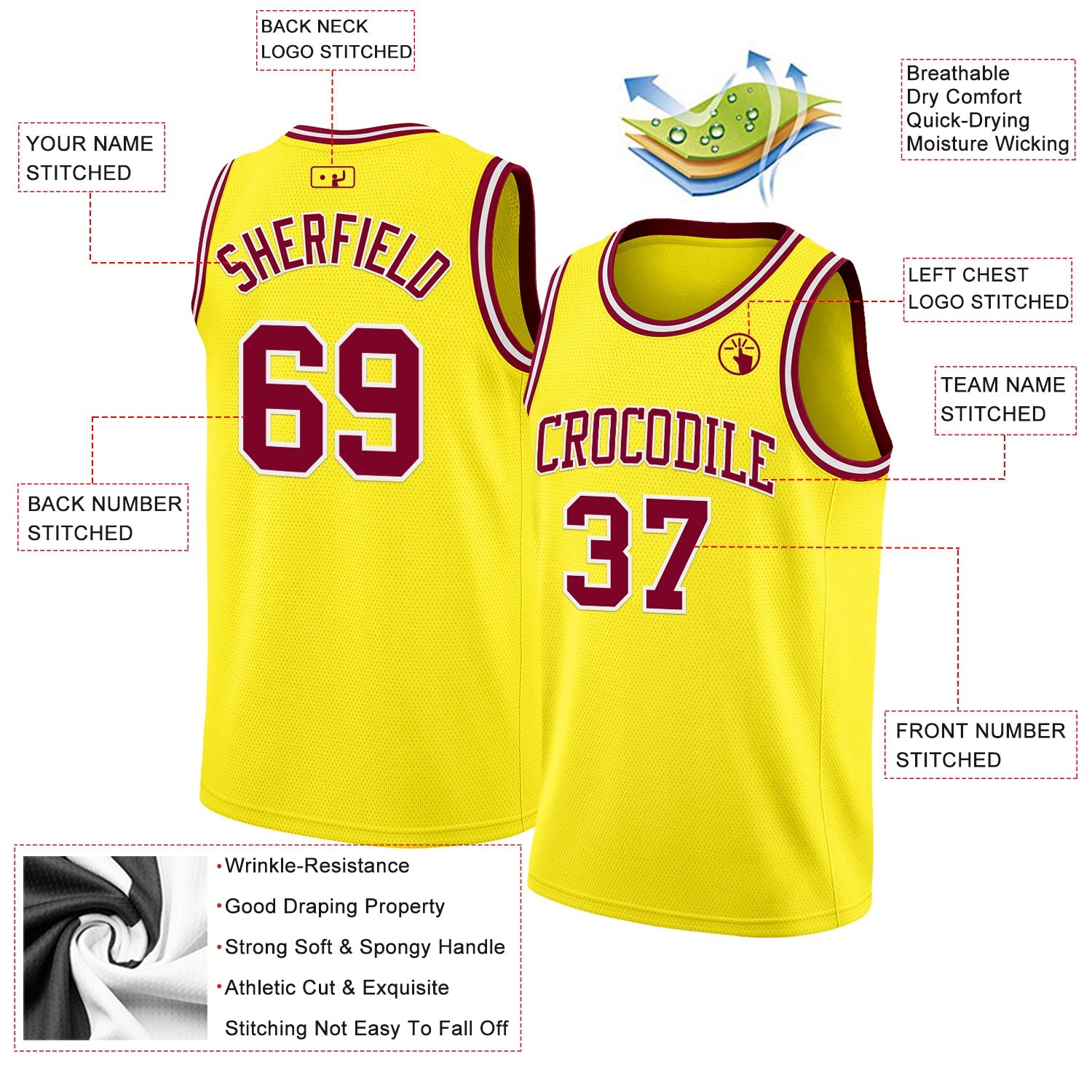 Custom Light Yellow Maroon-White Authentic Basketball Jersey