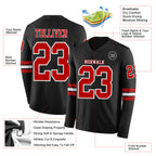 Custom Black Red-White Long Sleeve Authentic Football Jersey