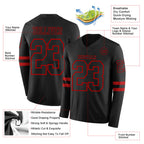 Custom Black Red Long Sleeve Authentic Football Jersey