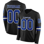 Custom Black Royal-White Long Sleeve Authentic Football Jersey