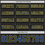 Custom Black Royal-Yellow Long Sleeve Authentic Football Jersey