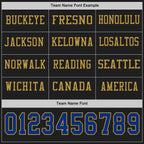 Custom Black Royal-Old Gold Long Sleeve Authentic Football Jersey