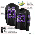 Custom Black Purple-White Long Sleeve Authentic Football Jersey