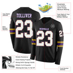 Custom Black White Old Gold-Purple Long Sleeve Authentic Football Jersey