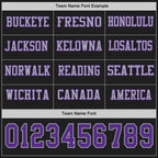 Custom Black Purple-Gray Long Sleeve Authentic Football Jersey