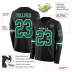 Custom Black Kelly Green-White Long Sleeve Authentic Football Jersey