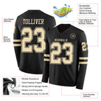 Custom Black Cream Long Sleeve Authentic Football Jersey