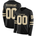 Custom Black Cream Long Sleeve Authentic Football Jersey
