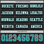 Custom Black Teal-White Long Sleeve Authentic Football Jersey