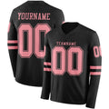 Custom Black Medium Pink Long Sleeve Authentic Football Jersey