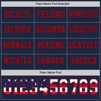 Custom Navy USA Flag-Red Long Sleeve Authentic Football Jersey