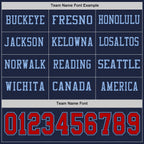 Custom Navy Red-Light Blue Long Sleeve Authentic Football Jersey