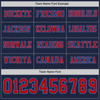 Custom Navy Red-Powder Blue Long Sleeve Authentic Football Jersey