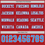 Custom Red Powder Blue-White Long Sleeve Authentic Football Jersey