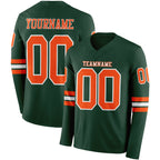 Custom Green Orange-White Long Sleeve Authentic Football Jersey
