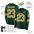 Custom Green Old Gold-White Long Sleeve Authentic Football Jersey