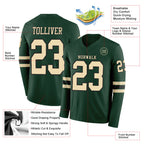 Custom Green Cream-Black Long Sleeve Authentic Football Jersey