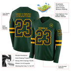 Custom Green Black-Gold Long Sleeve Authentic Football Jersey