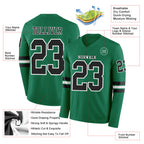 Custom Kelly Green Black-White Long Sleeve Authentic Football Jersey