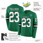 Custom Kelly Green White-Black Long Sleeve Authentic Football Jersey