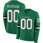 Custom Kelly Green White-Black Long Sleeve Authentic Football Jersey