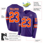 Custom Purple Orange-White Long Sleeve Authentic Football Jersey