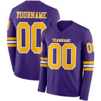 Custom Purple Gold-White Long Sleeve Authentic Football Jersey