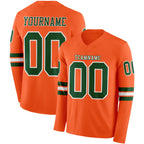 Custom Orange Green-White Long Sleeve Authentic Football Jersey