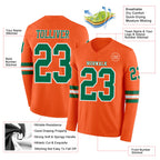 Custom Orange Kelly Green-White Long Sleeve Authentic Football Jersey