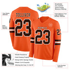 Custom Orange Brown-White Long Sleeve Authentic Football Jersey