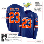 Custom Royal Orange-White Long Sleeve Authentic Football Jersey