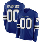Custom Royal White-Black Long Sleeve Authentic Football Jersey