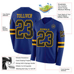 Custom Royal Black-Gold Long Sleeve Authentic Football Jersey