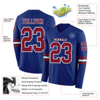 Custom Royal Crimson-White Long Sleeve Authentic Football Jersey