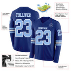 Custom Royal Light Blue-White Long Sleeve Authentic Football Jersey