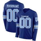 Custom Royal Light Blue-White Long Sleeve Authentic Football Jersey