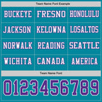 Custom Teal Purple-White Long Sleeve Authentic Football Jersey